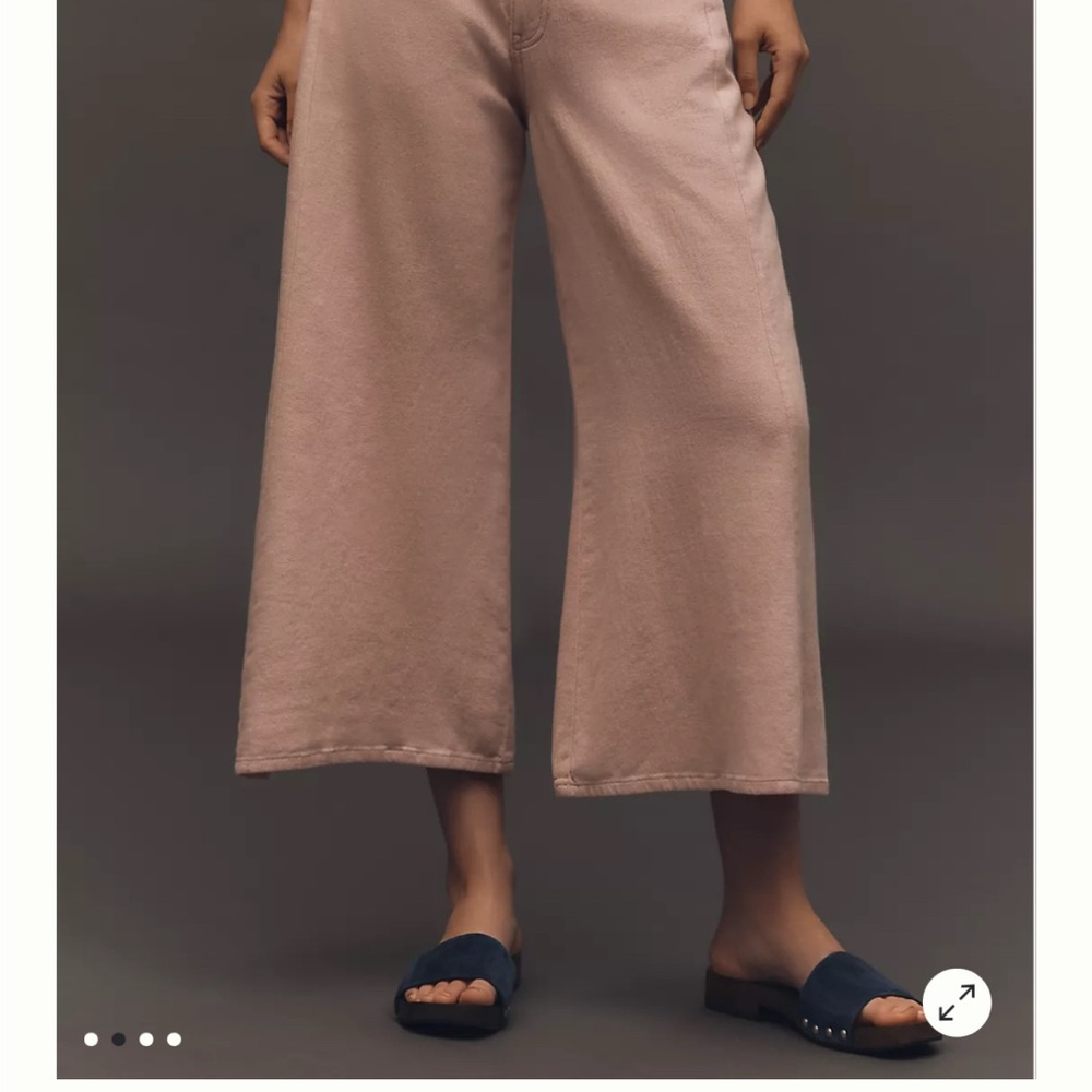 Anthropologie -  Adi Linen Blend Crop Mid-Rise Flare Pants by Pilcro Blush